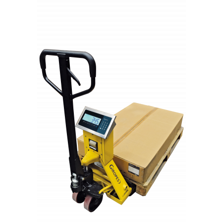 Transpalette peseur Baxtran TP410. Idéal pour gestion des stocks.
